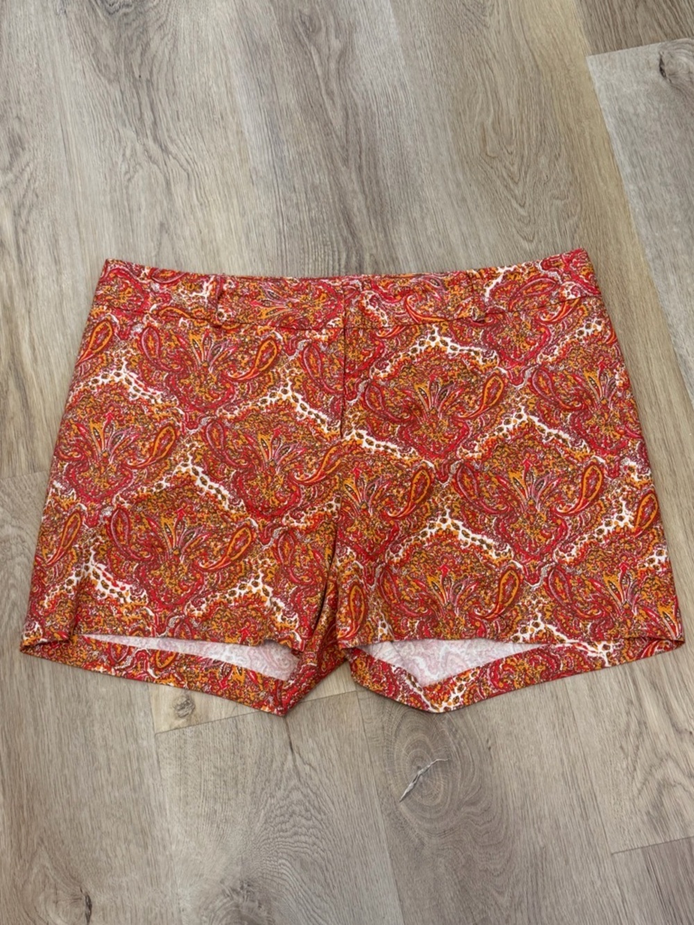 Talbots Paisley Print Tapestry Shorts in Red-Orange